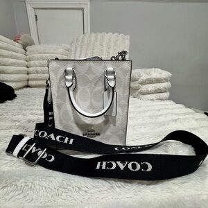 Coach White Crossbody Bag with Black Strap